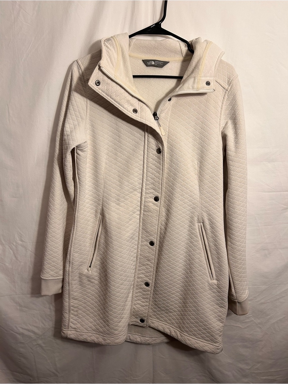 The North Face Quilted Hooded Long Coat - Off-White